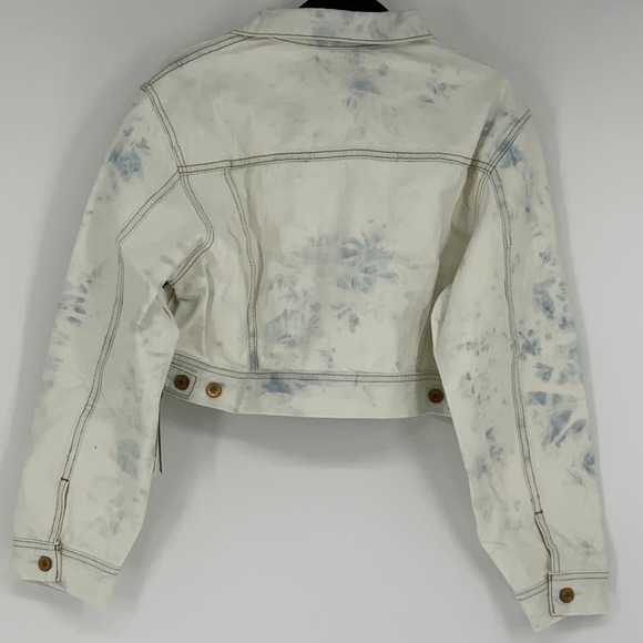 NEW! RE/DONE Size Large Cropped Denim Trucker Jacket Sunbleach $385 msrp I11-14 - Picture 3 of 10